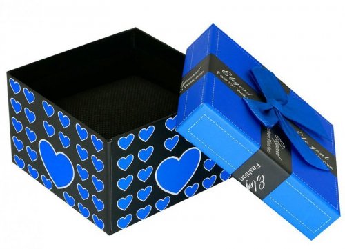 Pudełko na zegarek Fashion - kokardka serduszko - niebieskie