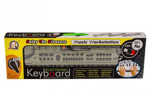 Keyboard MQ-811 Organki, 61 Klawiszy, Zasilacz, Mikrofon, USB