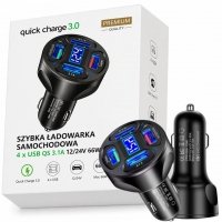 SZYBKA ŁADOWARKA SAMOCHODOWA QS 3.1A 12/24V 66W WYŚWIETLACZ NAPIĘCIA USB 4x ( tds0918) 