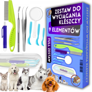 ZESTAW DO USUWANIA WYCIĄGANIA KLESZCZY DLA LUDZI PSA KOTA U PSÓW - XXL (tds0641) 