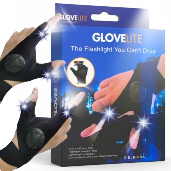 RĘKAWICZKI LED Z LATARKĄ LAMPKĄ WARSZTATOWE RĘKAWICE NA PRAWA I LEWĄ RĘKĘ ( tds0824)