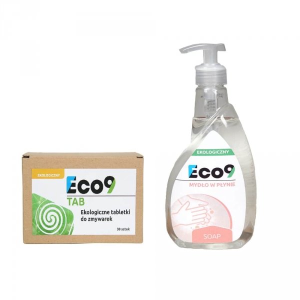 Eco9 Mydło w płynie, Tabletki do zmywarek - zestaw ekologiczny