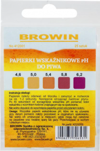 Papierki wskaźnikowe pH do piwa - lakmusowe. 25 sztuk