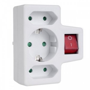 Maclean Gniazdko 1x16A 2x2.5A Schuko MCE215 z włącznikiem/wyłącznikiem, maks obciążenie 3680W, 2x wtyczka euro, 1x schuko