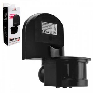 Maclean Czujnik ruchu i zmierzchu MCE25 B/B 180 stopni, max 1200W, z czarną przesłona, 5-12m