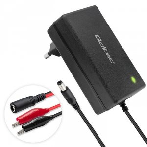 Qoltec Ładowarka do akumulatora AGM GEL STD | Prostownik 24V | 19.2W |  5.5x2.1 | kabel 1.8m