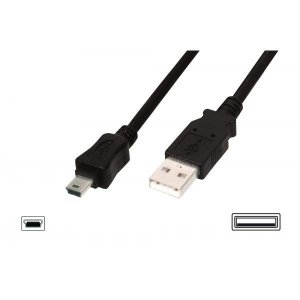 Digitus Kabel połączeniowy USB 2.0 HighSpeed Canon Typ USB A/miniUSB B (5pin) M/M czarny 1m