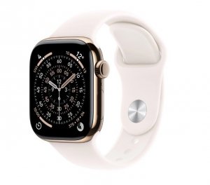 Apple Watch Series 11 GPS + Cellular koperta 42 mm z tytanu w kolorze złotym, pasek sportowy w kolorze łagodnego różu - rozmiar 