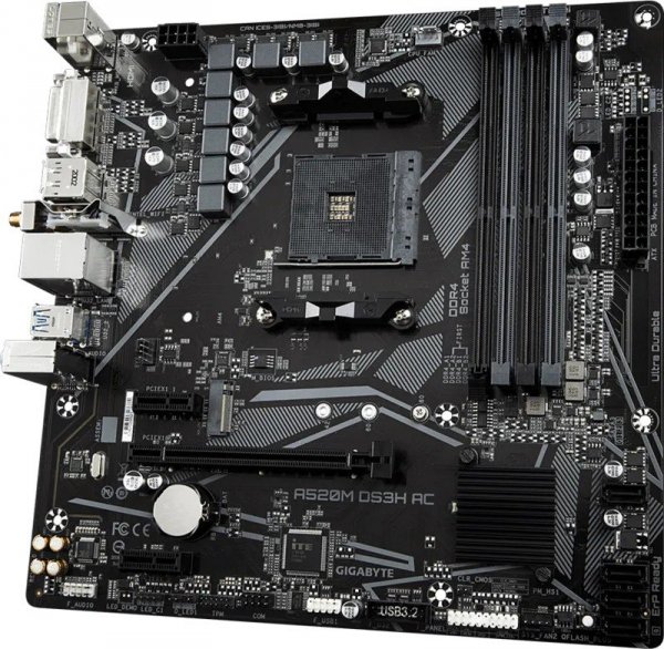 Gigabyte Płyta główna A520M DS3H AC AM4 4DDR4 /HDMI/DVI/DP M.2 mATX