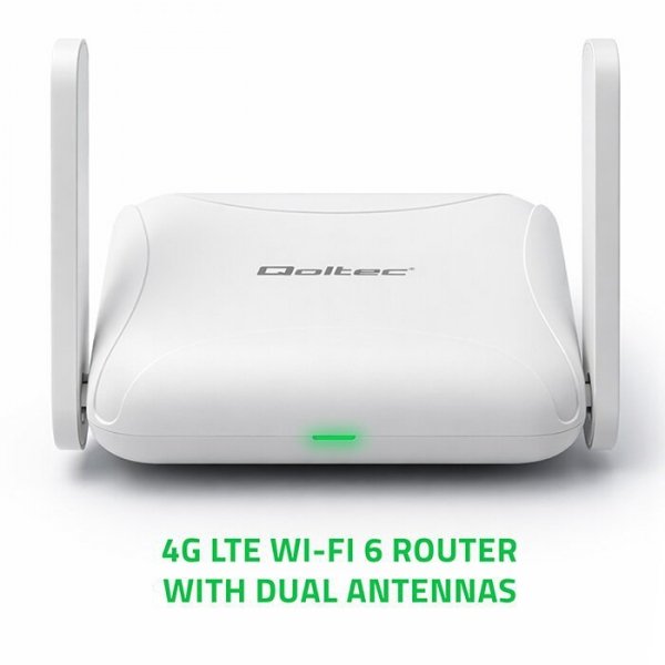 Qoltec Router Home&Travel 4G LTE WiFi 6 | AX300 | 2.4GHz | Dual Antena |USB-C | Micro SIM