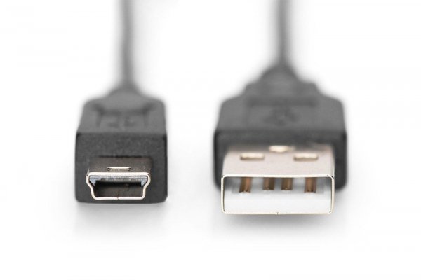 Digitus Kabel połączeniowy USB 2.0 HighSpeed &quot;Canon&quot; Typ USB A/miniUSB B (5pin) M/M czarny 1m