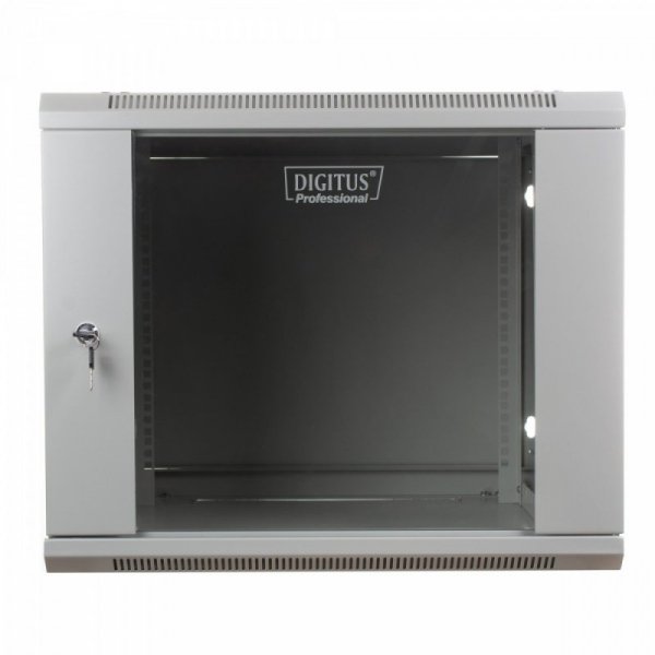 Digitus Szafa wisząca jednosekcyjna 19&quot; 9U 501/600/450mm, drzwi szklane, szara (RAL 7035)