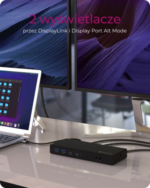 IcyBox Stacja dokująca IB-DK2245AC 13w1, 2xDP,2xHDI,USB, LAN, USB-C, PD do 60W