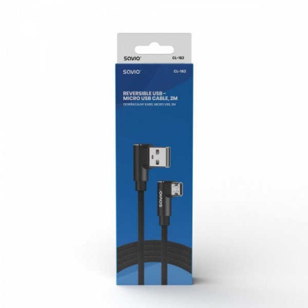 Savio Kabel z dwustronnym złączem USB Micro USB - USB A 1m, CL-161