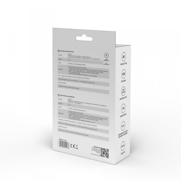 Savio Kabel HDMI (M) v2.1, 1,8m, 8K, miedź, niebiesko-czarny, złote końcówki, ethernet/3D, CL-142