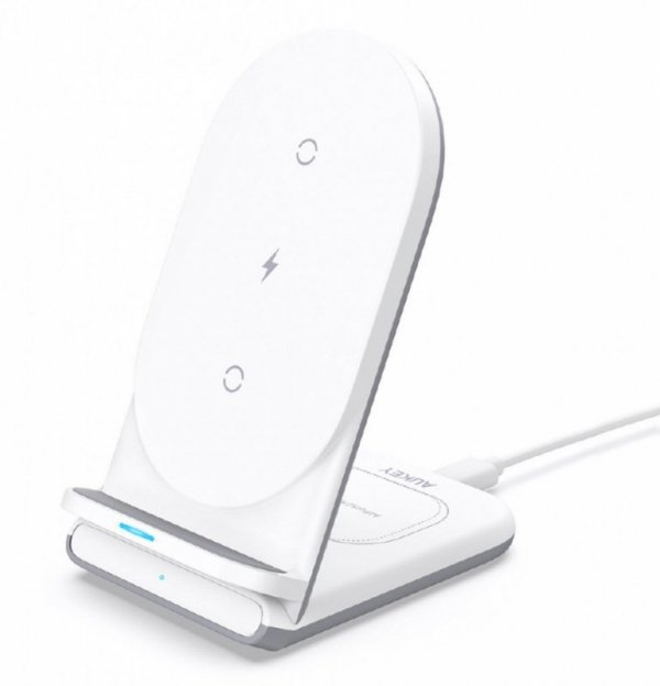 AUKEY LC-A2 White ładowarka bezprzewodowa 2w1 Qi 10W USB-C