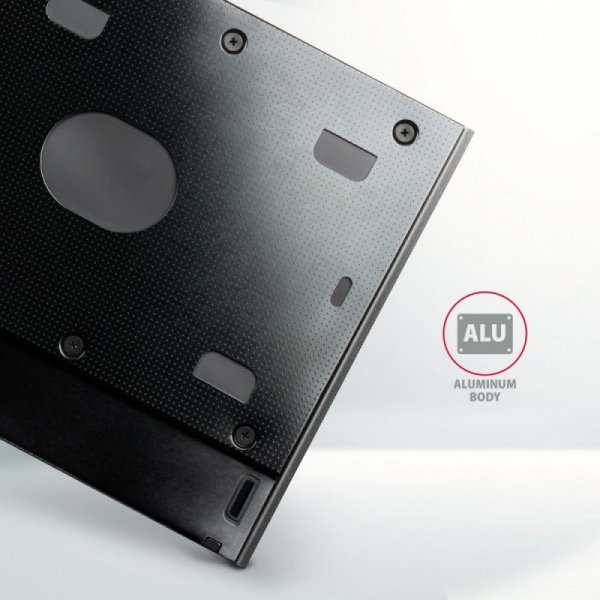 AXAGON RSS-CD09 Ramka na 2,5&quot; SSD-HDD do gniazda DVD, 9.5mm LED aluminium