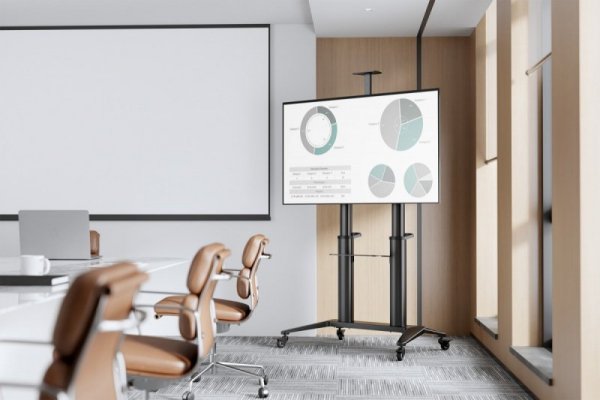 Digitus Stojak mobilny pojedynczy z półką i uchwytem na kamerę, 1xLCD max. 120&quot; max. 140kg, VESA max. 1000x600