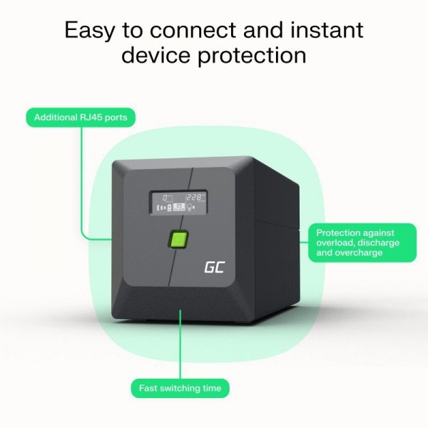 Green Cell Zasilacz awaryjny UPS 480W/850VA modyfikowana sinusoida