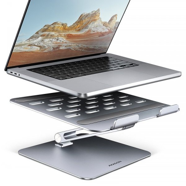 AXAGON Podstawa do laptopów aluminiowa STND-LQ 10-17.3 cali, regulowane kąty nachylenia, Szara
