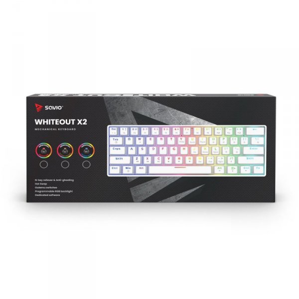 Savio Klawiatura mechaniczna WHITEOUT X2 OUTEMU Peach Silent, Hot Swap