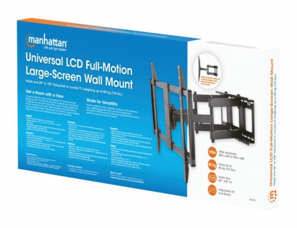Manhattan Uchwyt ścienny do TV 60-100cali LED/LCD 80kg obrotowy uchylny