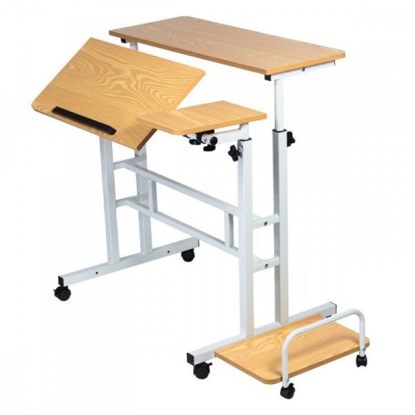 Maclean Mobilne biurko regulowane MC-124 W regulacja wysokości 67-115cm, max 50kg, blat 80x60 cm