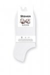 Steven Supima 157 002 bílé kotníkové ponožky