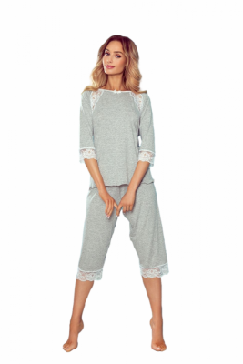 Eldar Tina šedý melanž-bílé Dámské pyžamo