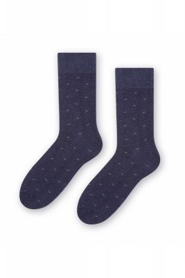 Steven 056 224 vzor tmavě modré Pánské oblekové ponožky