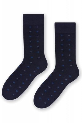 Steven 056 222 vzor tmavě modré Pánské oblekové ponožky