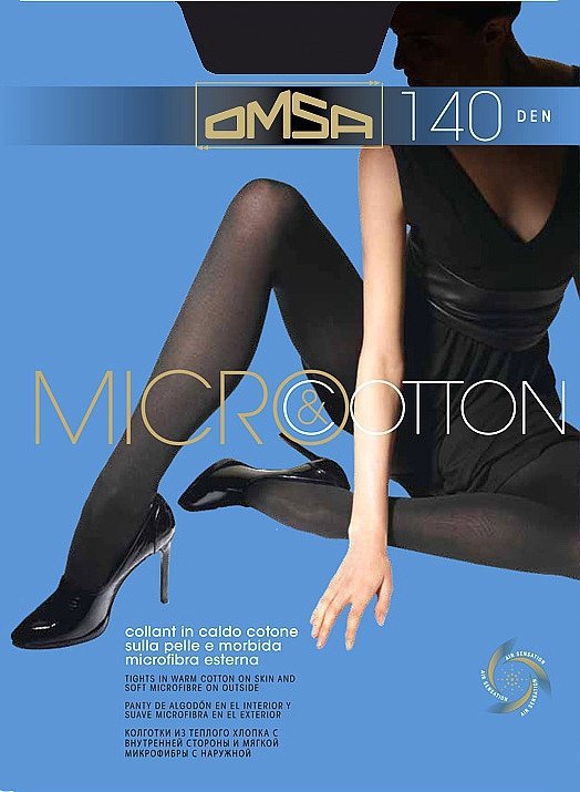 Omsa Micro&amp;Cotton 140 den punčochové kalhoty
