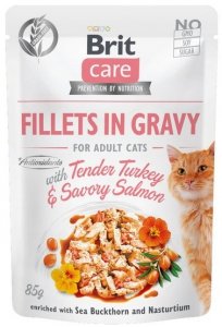 Brit Care Cat Fillets In Gravy Tender Turkey & Savory Salmon saszetka 85g
