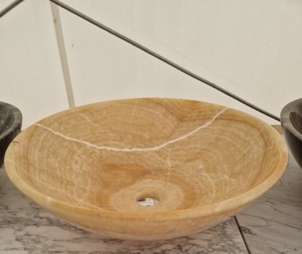 Umywalka kamienna z naturalnego Onyx w kolorze Yellow
