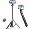 Selfie stick kijek do zdjęć Bluetooth z tripodem pilotem i głowicą 180 do 148cm - biały