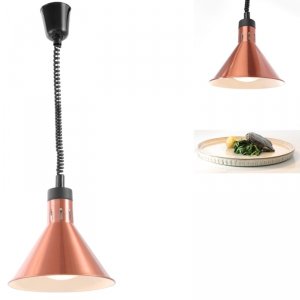 Lampa do podgrzewania potraw - wisząca stożkowa miedziana 250W