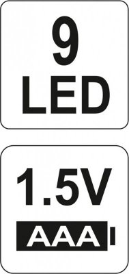 LATARKA ALUMINIOWA, 9LED, CZARNA
