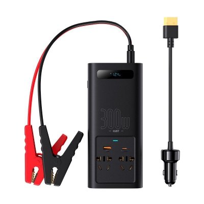 Samochodowa przetwornica napięcia prądu 12V - 220V IGBT 300W (wtyczka CN/EU) czarny