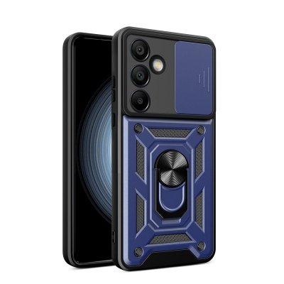 Pancerne etui na Samsung Galaxy A26 z podstawką i osłoną aparatu Hybrid Armor Camshield - niebieskie