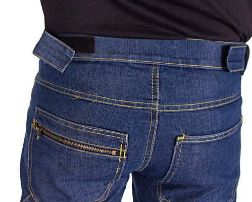 Męskie spodnie robocze jeansowe bojówki-regulacja obwodu pasa-FIRI : Nazwa własna koloru - Niebieski, Rozmiar - XXL