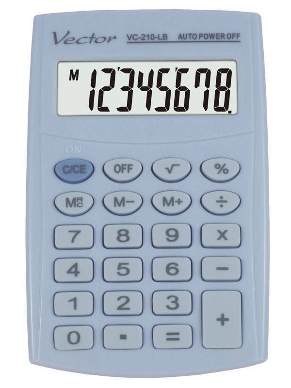 KALKULATOR KIESZONKOWY 98.5X64X10MM VECTOR KAV VC-210 LB NIEBIESKI PASTELOWY BATERIA