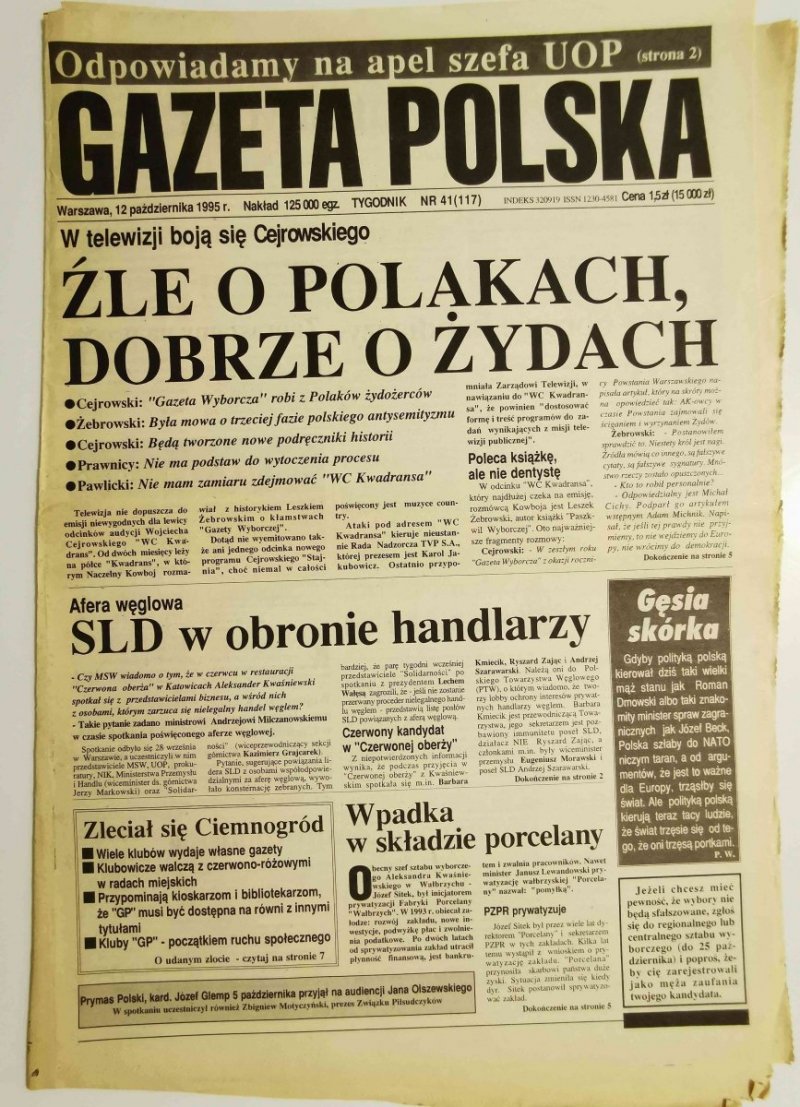 GAZETA POLSKA TYGODNIK NR 41 (117) 12 PAŹDZIERNIKA 1995 r.