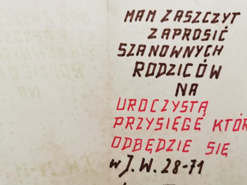 ZAPROSZENIE NA PRZYSIĘGĘ 