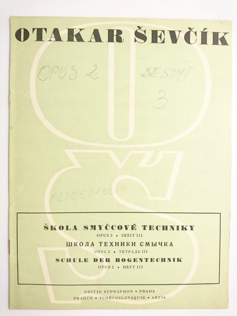 OTAKAR ŚEVĆIK. ŚKOLA SMYĆCOVE TECHNIKY OPUS 2 SEŚIT III 1971