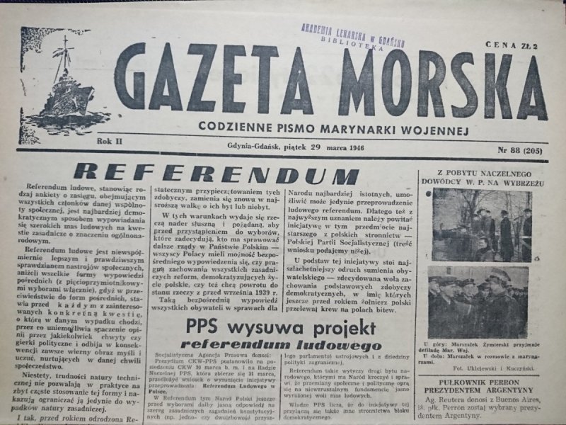 GAZETA  MORSKA ROK II NR 88 (205)