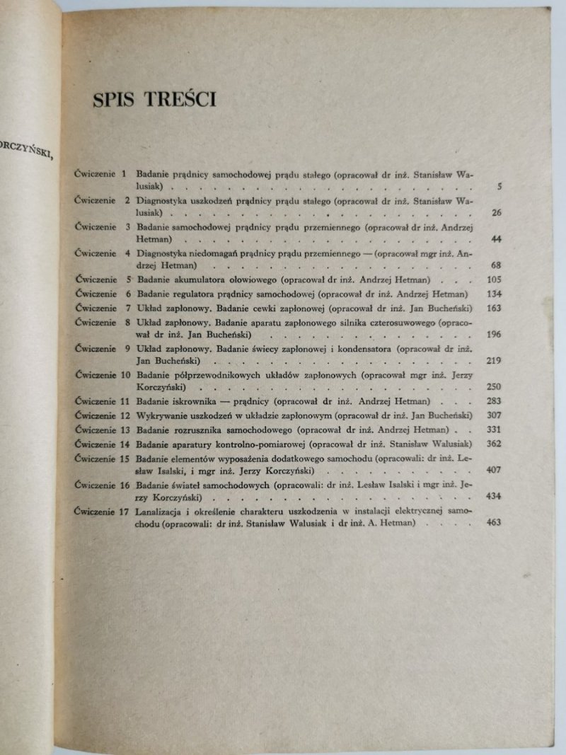 LABORATORIUM ELEKTROTECHNIKI SAMOCHODOWEJ - Red. Zdzisław Pomykalski 1977