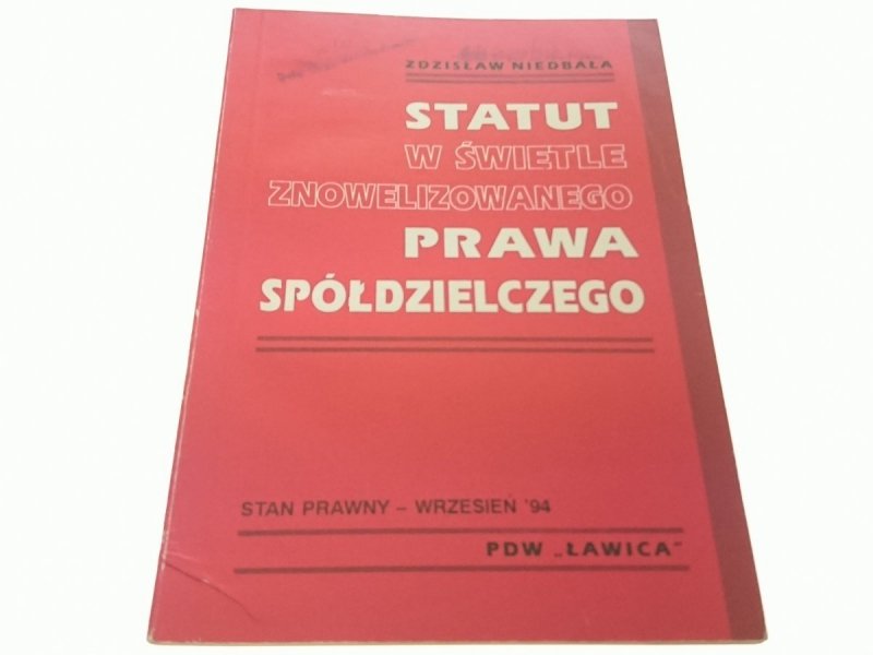 STATUT W ŚWIETLE ZNOWELIZOWANEGO PRAWA... Niedbała