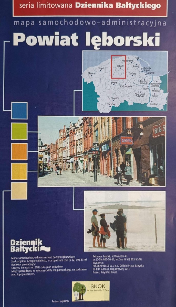 POWIAT LĘBORSKI. MAPA SAMOCHODOWO ADMINISTRACYJNA