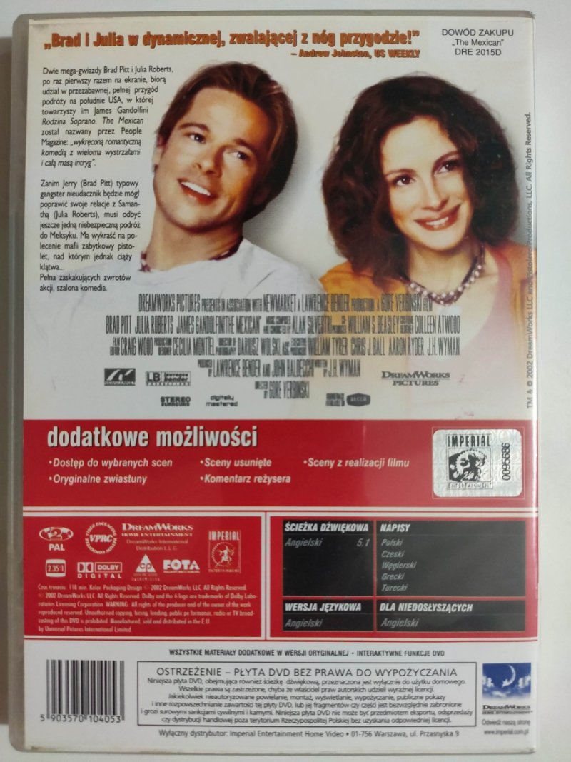 DVD. G. VERBINSKI – THE MEXICAN