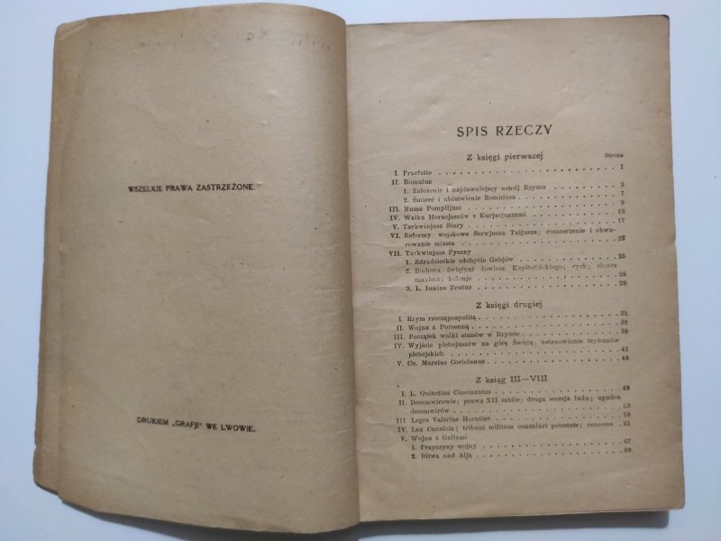 DZIEJE RZYMSKIE – 1920R - T. Liwiusz